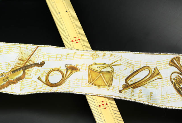 Wired Ribbon ワイヤーリボン 楽譜 ヴァイオリン ナチュラルホルン ユーフォニアム ドラム 音楽雑貨 音楽小物 音楽グッズ