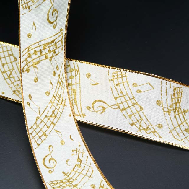 Wired Ribbon ワイヤーリボン 楽譜 音符 ト音記号 音楽雑貨 音楽小物 音楽グッズ