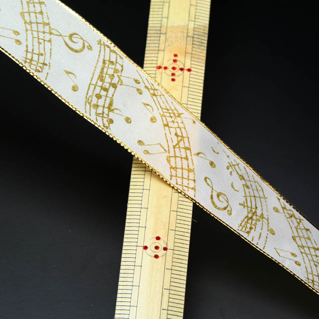 Wired Ribbon ワイヤーリボン 楽譜 音符 ト音記号 音楽雑貨 音楽小物 音楽グッズ