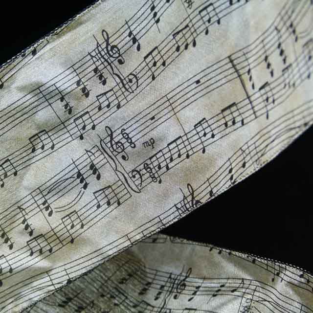 Wired Ribbon ワイヤーリボン 楽譜 音符 ト音記号 音楽雑貨 音楽小物 音楽グッズ