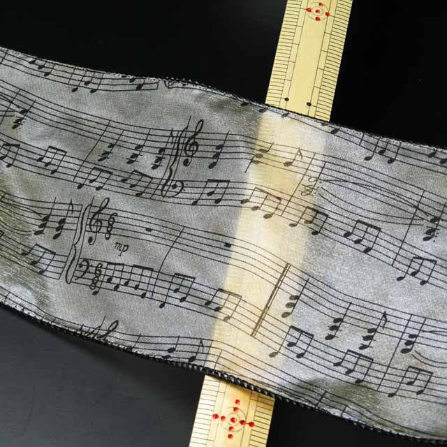 Wired Ribbon ワイヤーリボン 楽譜 音符 ト音記号 音楽雑貨 音楽小物 音楽グッズ