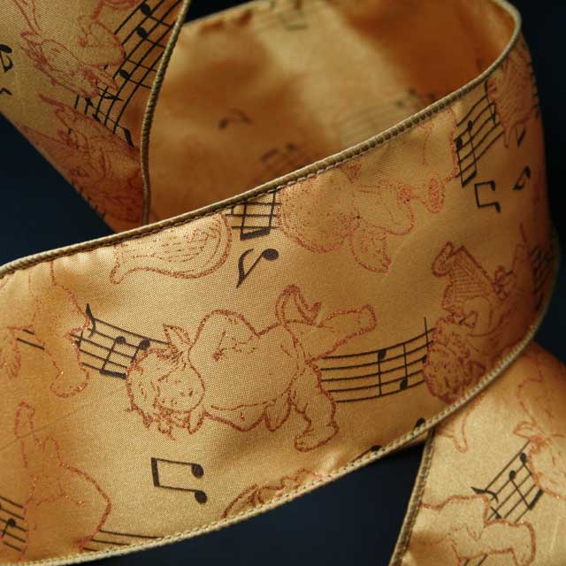 Wired Ribbon ワイヤーリボン 楽譜 音符 ト音記号 音楽雑貨 音楽小物 音楽グッズ