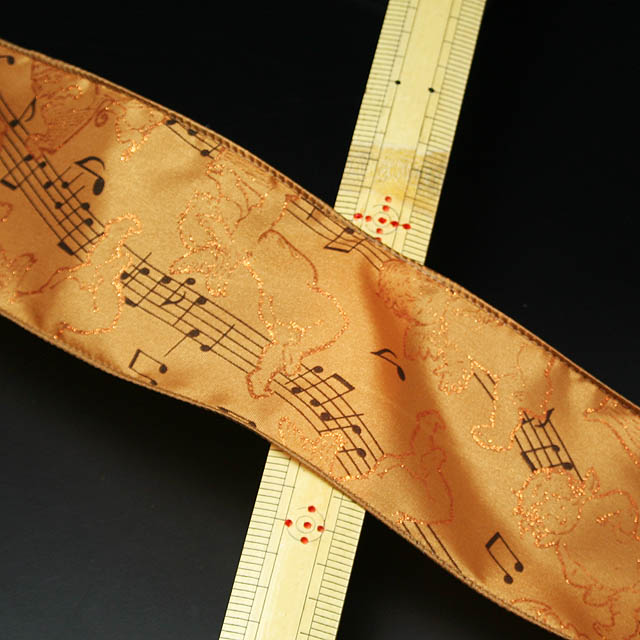 Wired Ribbon ワイヤーリボン 楽譜 音符 ト音記号 音楽雑貨 音楽小物 音楽グッズ