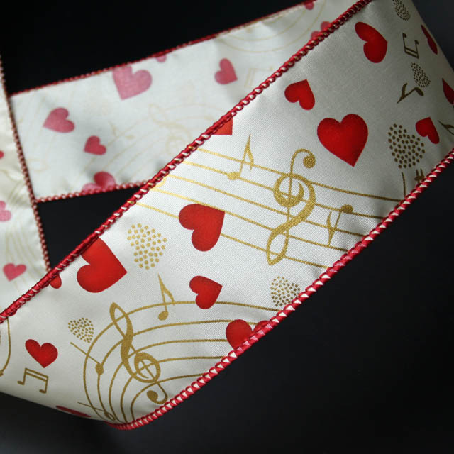 Wired Ribbon ワイヤーリボン ハート 音符 ト音記号 音楽雑貨 音楽小物 音楽グッズ