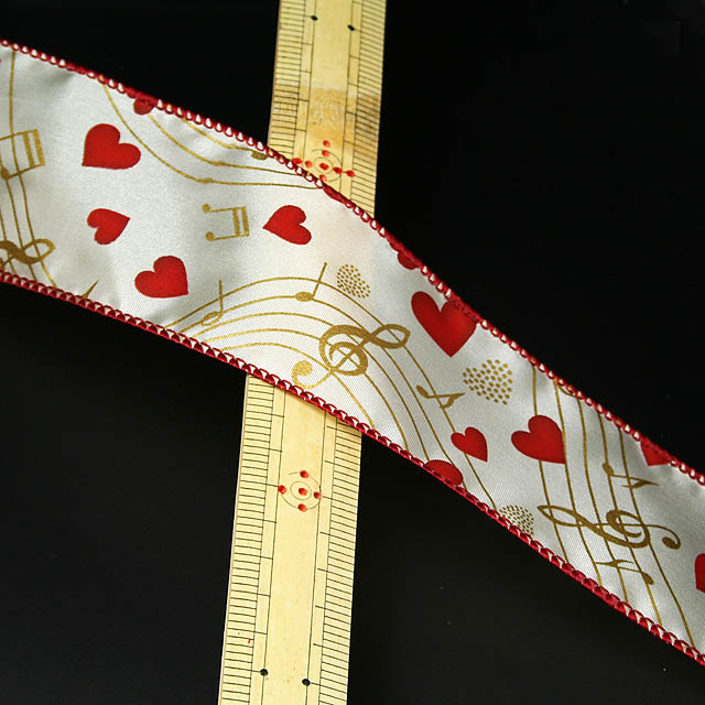 Wired Ribbon ワイヤーリボン ハート 音符 ト音記号 音楽雑貨 音楽小物 音楽グッズ