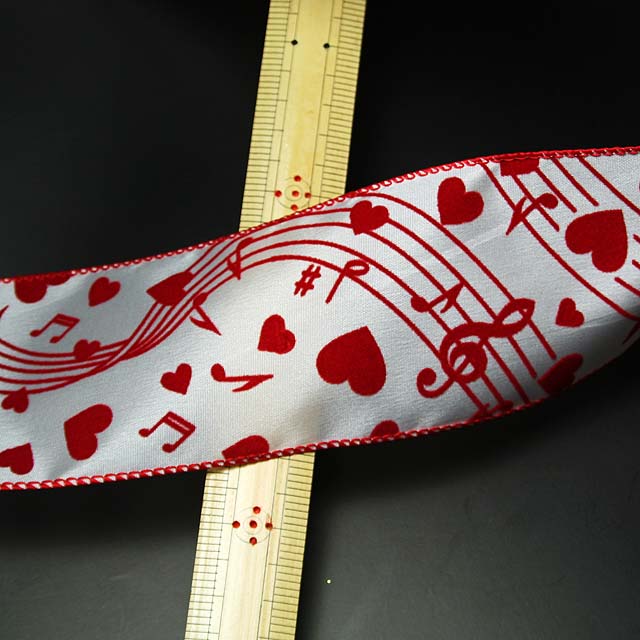 Wired Ribbon ワイヤーリボン ハート 音符 ト音記号 音楽雑貨 音楽小物 音楽グッズ