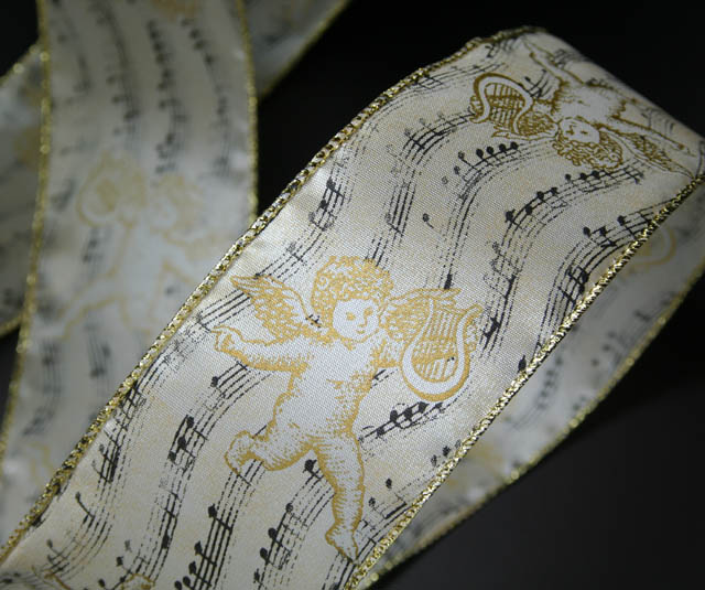 Wired Ribbon ワイヤーリボン 楽譜 音符 ト音記号 音楽雑貨 音楽小物 音楽グッズ