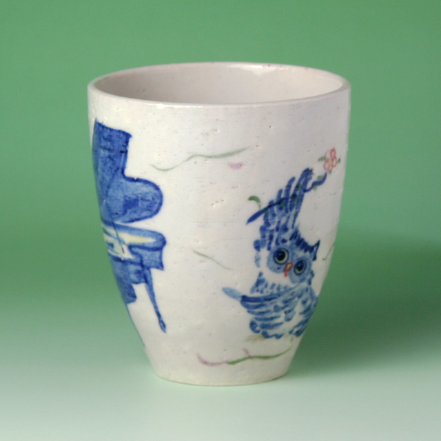 九谷焼 グランドピアノ ふくろう フリーカップ 音楽雑貨 音楽グッズ 音楽ギフト