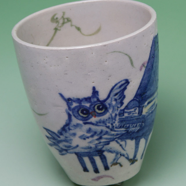 九谷焼 ヴァイオリン ふくろう フリーカップ 音楽雑貨 音楽グッズ 音楽ギフト