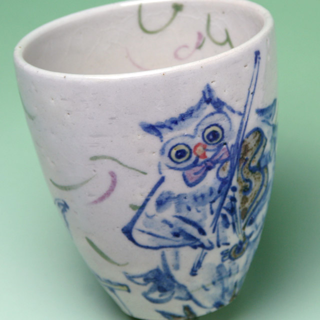 九谷焼 ヴァイオリン ふくろう フリーカップ 音楽雑貨 音楽グッズ 音楽ギフト