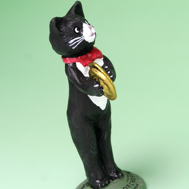 黒ネコ オーケストラ フィギュア シンバル 打楽器 音楽雑貨 音楽グッズ 音楽ギフト