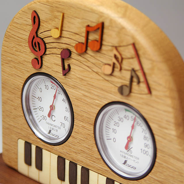 温度計 湿度計 グランドピアノ 鍵盤 ト音記号 音符 音楽雑貨 音楽ギフト 音楽グッズ