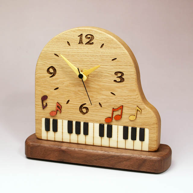 寄木象嵌 グランドピアノ置時計 音楽雑貨・アクセサリー専門店
