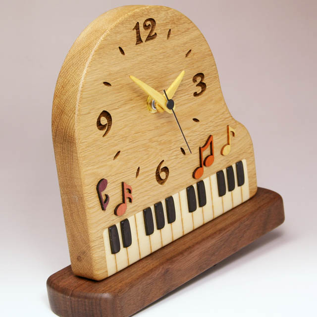 寄木象嵌 グランドピアノ置時計 音楽雑貨・アクセサリー専門店