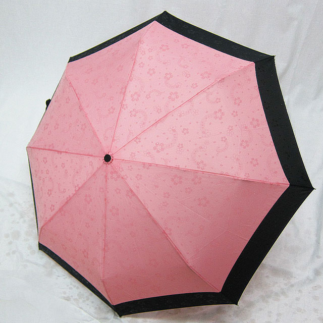 雨に浮き出る音符桜 軽量3段折りたたみ傘 《もも色》 音楽雑貨