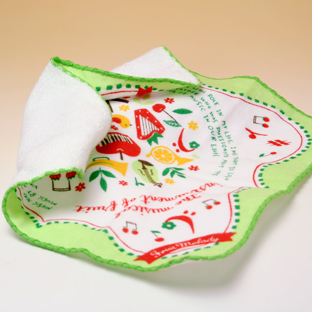 フルーツメロディ ハンドタオル 音楽雑貨 音楽グッズ