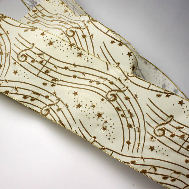 Wired Ribbon ワイヤーリボン 楽譜 音符 ト音記号 音楽雑貨 音楽小物 音楽グッズ