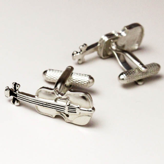 舶来カフス 《ヴァイオリン》 シルバー □ 音楽雑貨・アクセサリー専門