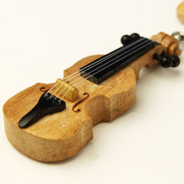 Wooden チャーム 弦楽器 ヴァイオリン 音楽雑貨