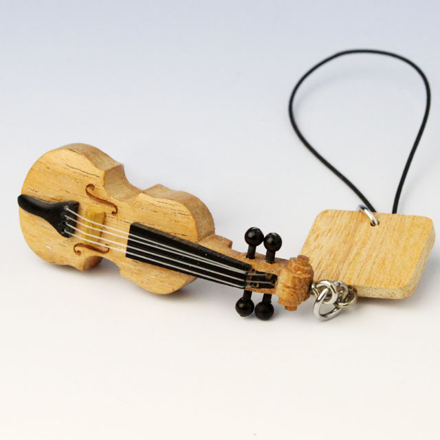 Wooden チャーム 弦楽器 ヴァイオリン 音楽雑貨