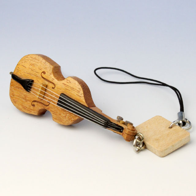 Wooden チャーム 弦楽器 コントラバス 音楽雑貨