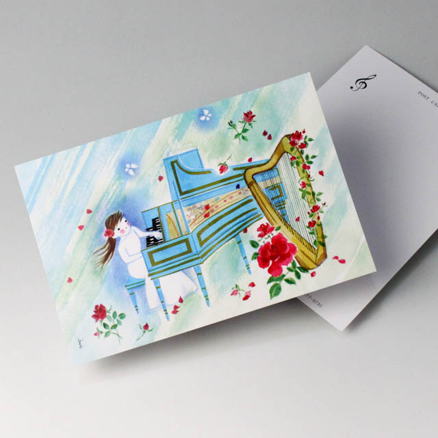 唐沢静 ポストカード 絵葉書 音楽雑貨 チェンバロ ハープ