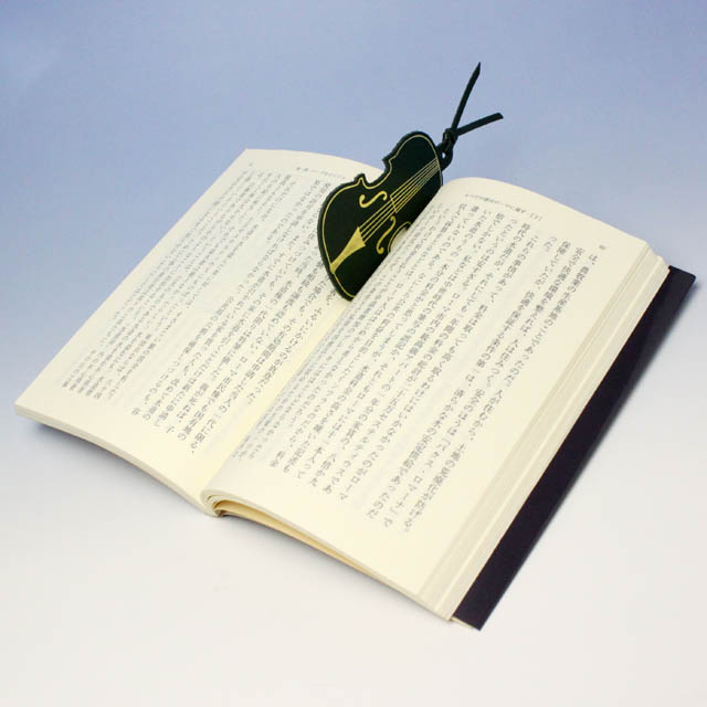 本革 栞 ブックマーク 弦楽器 ヴァイオリン 音楽雑貨 音楽グッズ