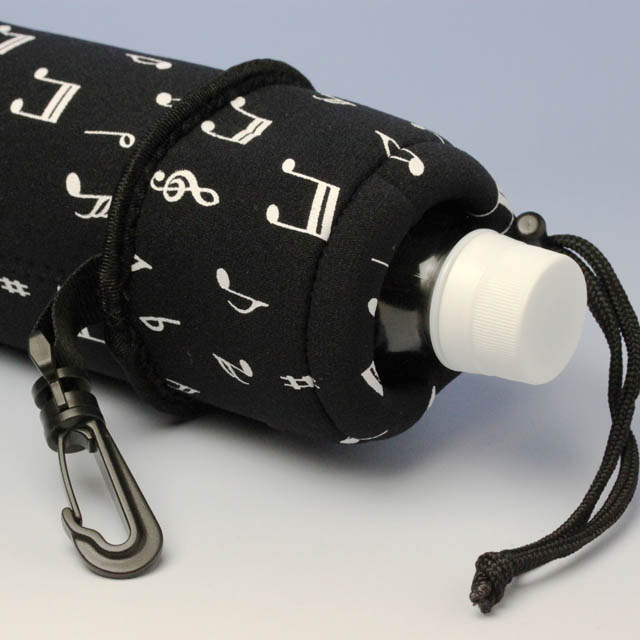 ウェットスーツ素材のペットボトルカバー 音符 ブラック 576859