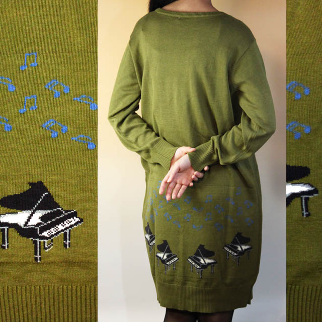 グランドピアノ ジャカード織 ワンピース 音楽雑貨 音楽グッズ