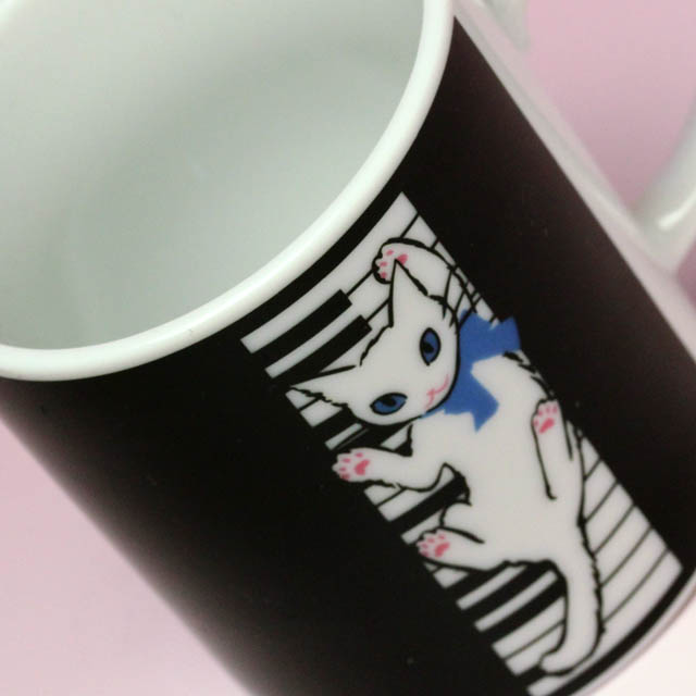 マグカップ 鍵盤 白猫 音楽雑貨 音楽グッズ