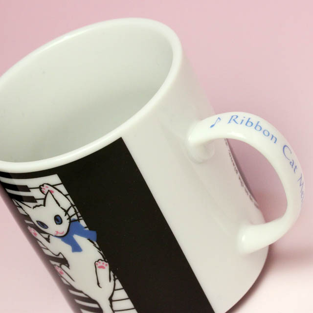 マグカップ 鍵盤 白猫 音楽雑貨 音楽グッズ
