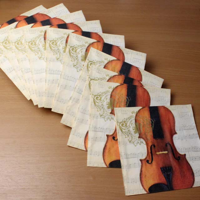 ヴァイオリンと楽譜 ペーパーナプキン 音楽雑貨 音楽グッズ