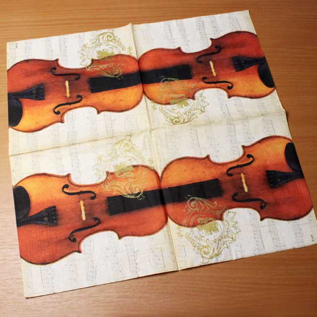 ヴァイオリンと楽譜 ペーパーナプキン 音楽雑貨 音楽グッズ