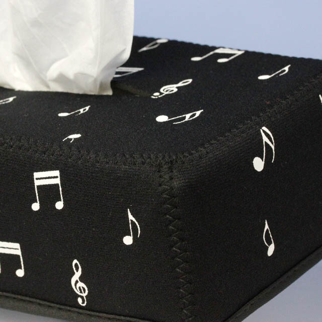 ウェットスーツ素材 ティッシュボックスカバー 音符 音楽雑貨 音楽グッズ