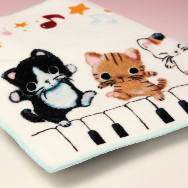 Yamanekoと鍵盤 タオルハンカチ あお 307118 ◇ 音楽雑貨