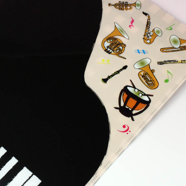 クリアファイル クリアフォルダ 音楽雑貨 見開き グランドピアノ 吹奏楽器