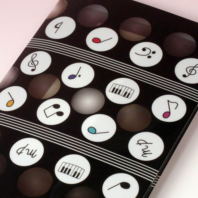 クリアファイル クリアフォルダ 音楽雑貨 見開き 音符