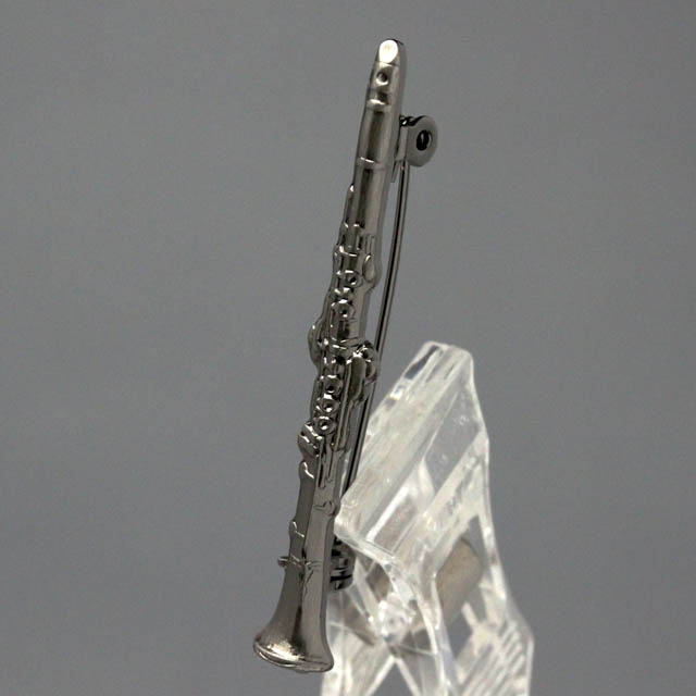 レリーフ調 ブローチ 《クラリネット》 Gunmetal 音楽雑貨 レリーフ調 ブローチ 《クラリネット》 Gunmetal 音楽雑貨