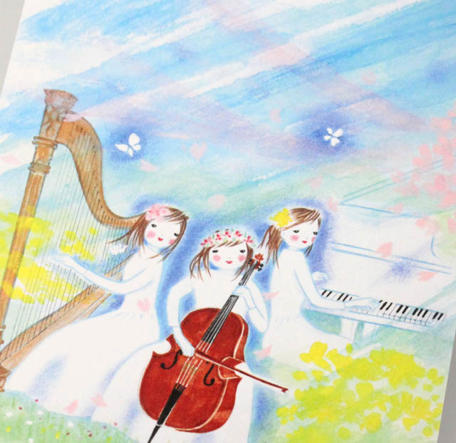 唐沢静 ポストカード 絵葉書 音楽雑貨 チェロ,ハープ