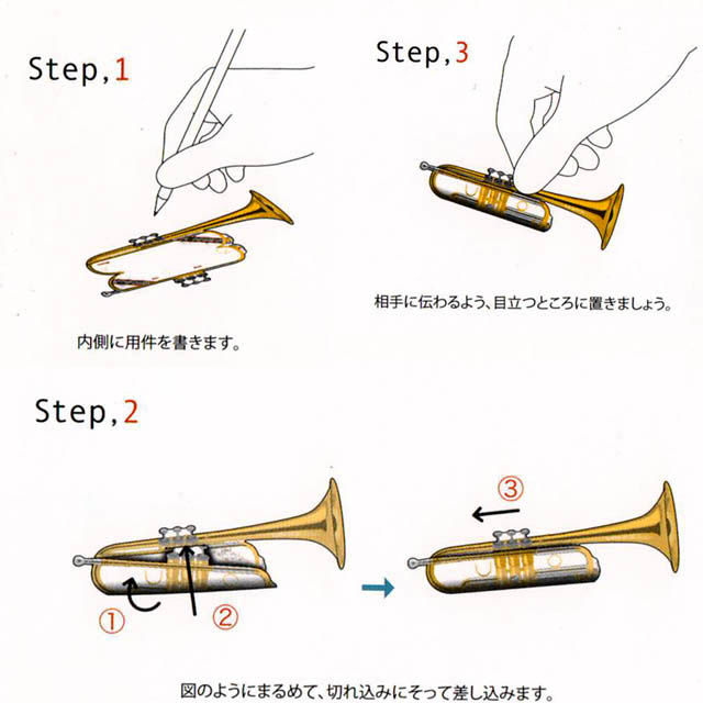 ｋｕ・ｒｕ・ｒｕ メッセージメモ トランペット 音楽雑貨