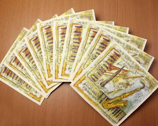 古風な楽器たち ペーパーナプキン 音楽雑貨 音楽グッズ