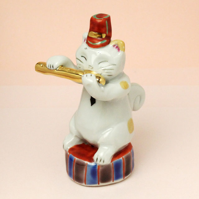 九谷焼 猫マーチング フルート 音楽雑貨 音楽グッズ