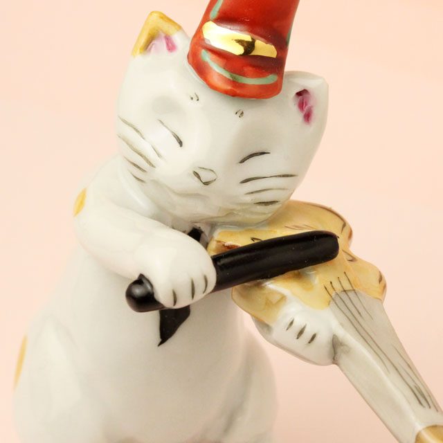 九谷焼 猫マーチング ヴァイオリン 音楽雑貨 音楽グッズ