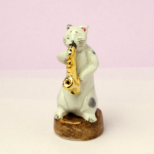 九谷焼　JAZZ ジャズ　ネコ　ピアノ　トランペット　サックス　ギター　ベース 九谷焼 JAZZ ジャズ ネコ ピアノ トランペット サックス ギター