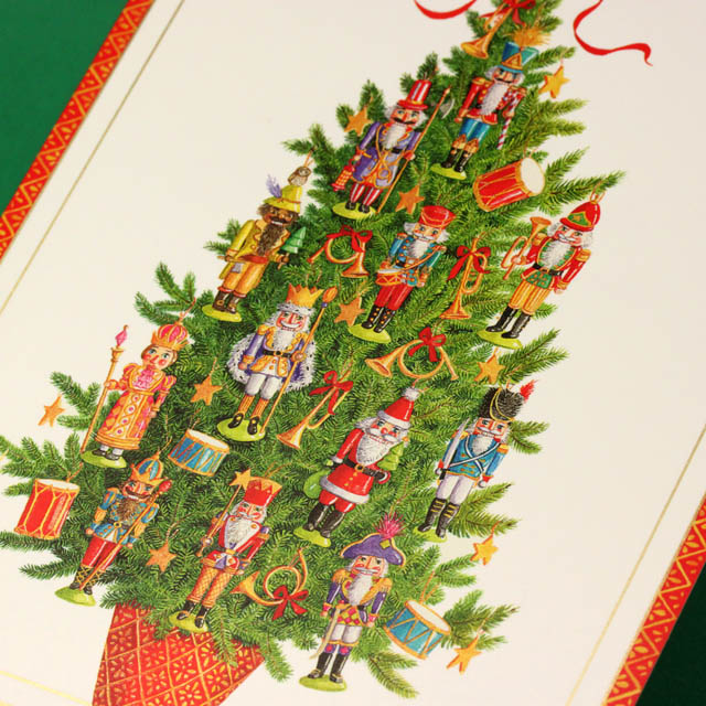 クリスマスカード,ツリーと胡桃割り人形っぽいオーナメント,音楽雑貨,音楽グッズ