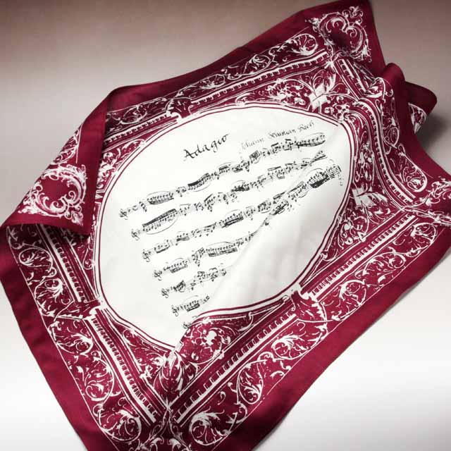 バッハ 無伴奏ヴァイオリンのためのソナタ第1番 Adagio ハンカチ 音楽雑貨