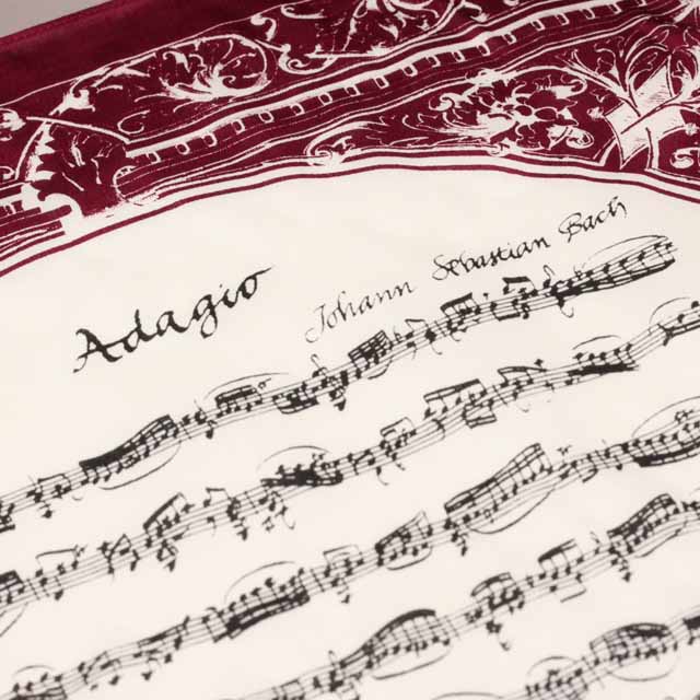 バッハ 無伴奏ヴァイオリンのためのソナタ第1番 Adagio ハンカチ 音楽雑貨