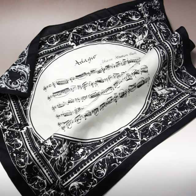 バッハ 無伴奏ヴァイオリンのためのソナタ第1番 Adagio ハンカチ 音楽雑貨