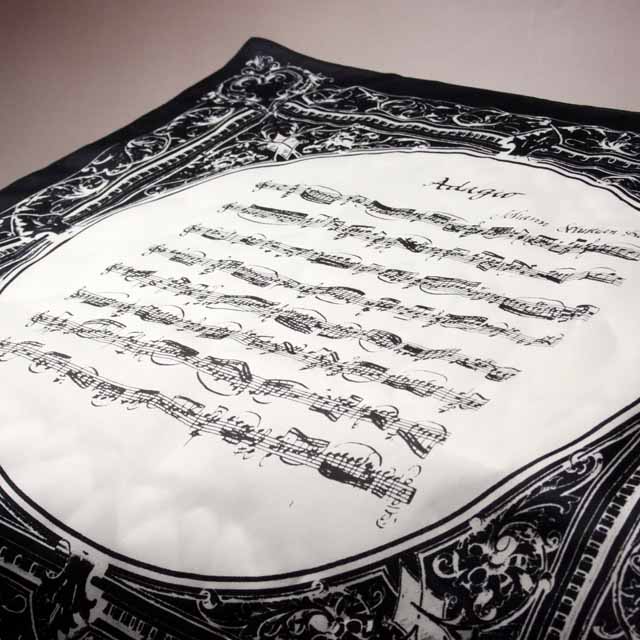バッハ 無伴奏ヴァイオリンのためのソナタ第1番 Adagio ハンカチ 音楽雑貨