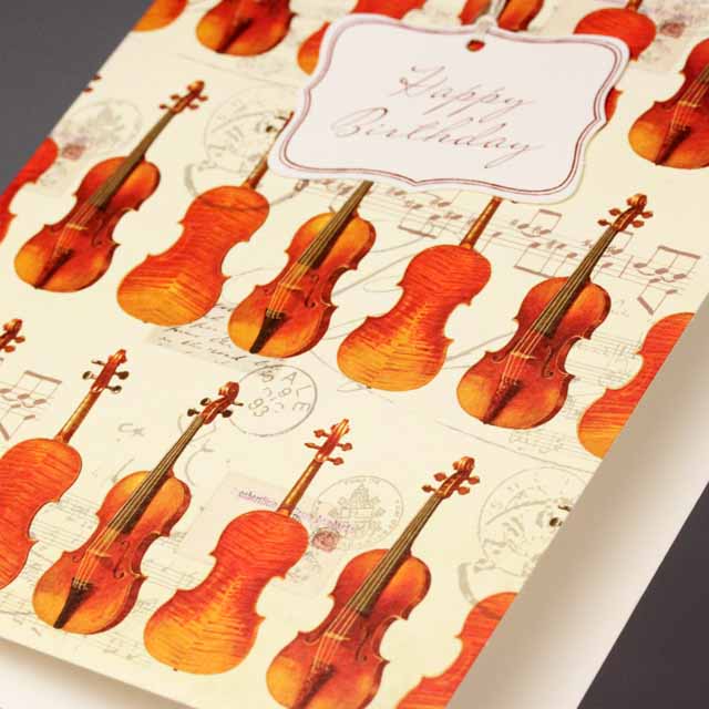 誕生カード バースデーカード 弦楽器 音楽雑貨